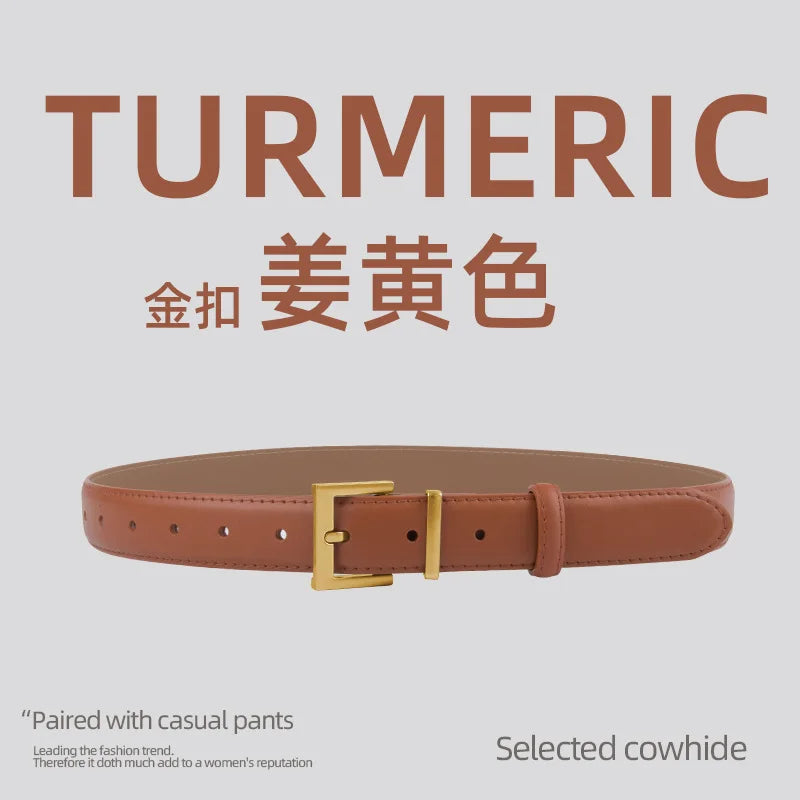 Belts for Women Square Plain Real Leather