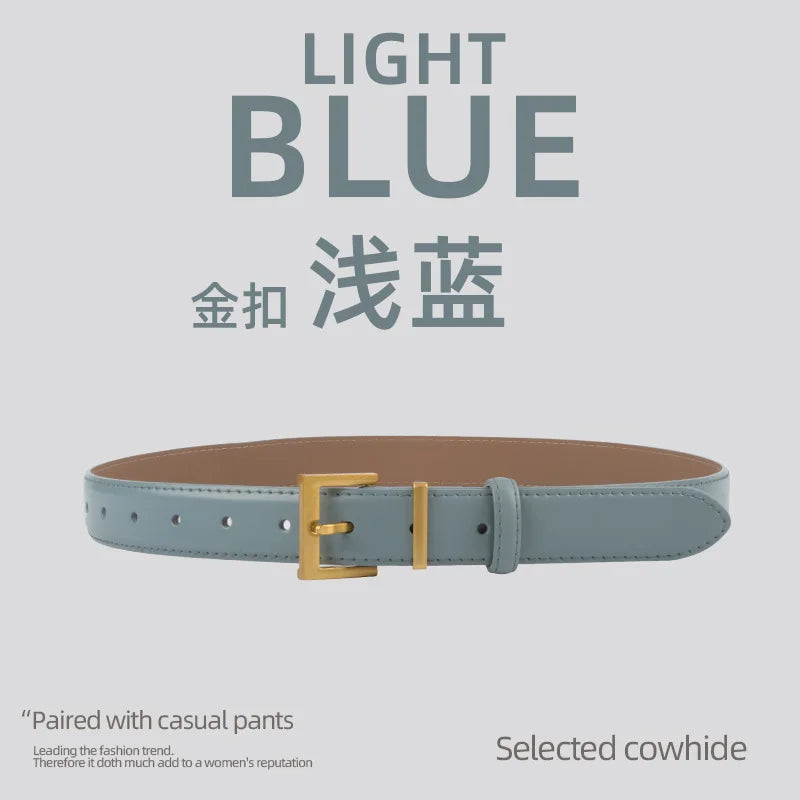 Belts for Women Square Plain Real Leather