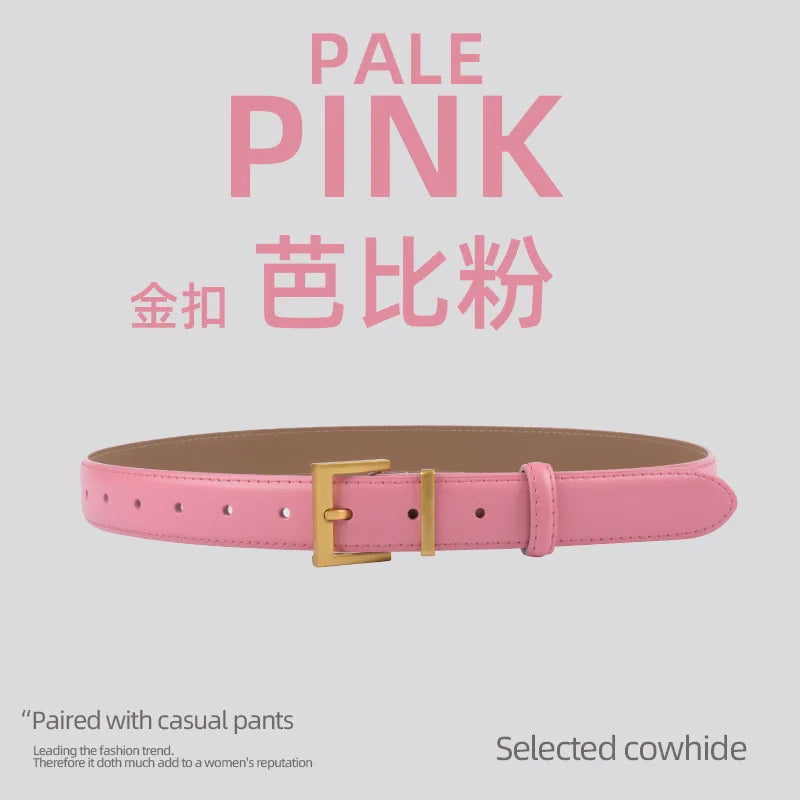Belts for Women Square Plain Real Leather