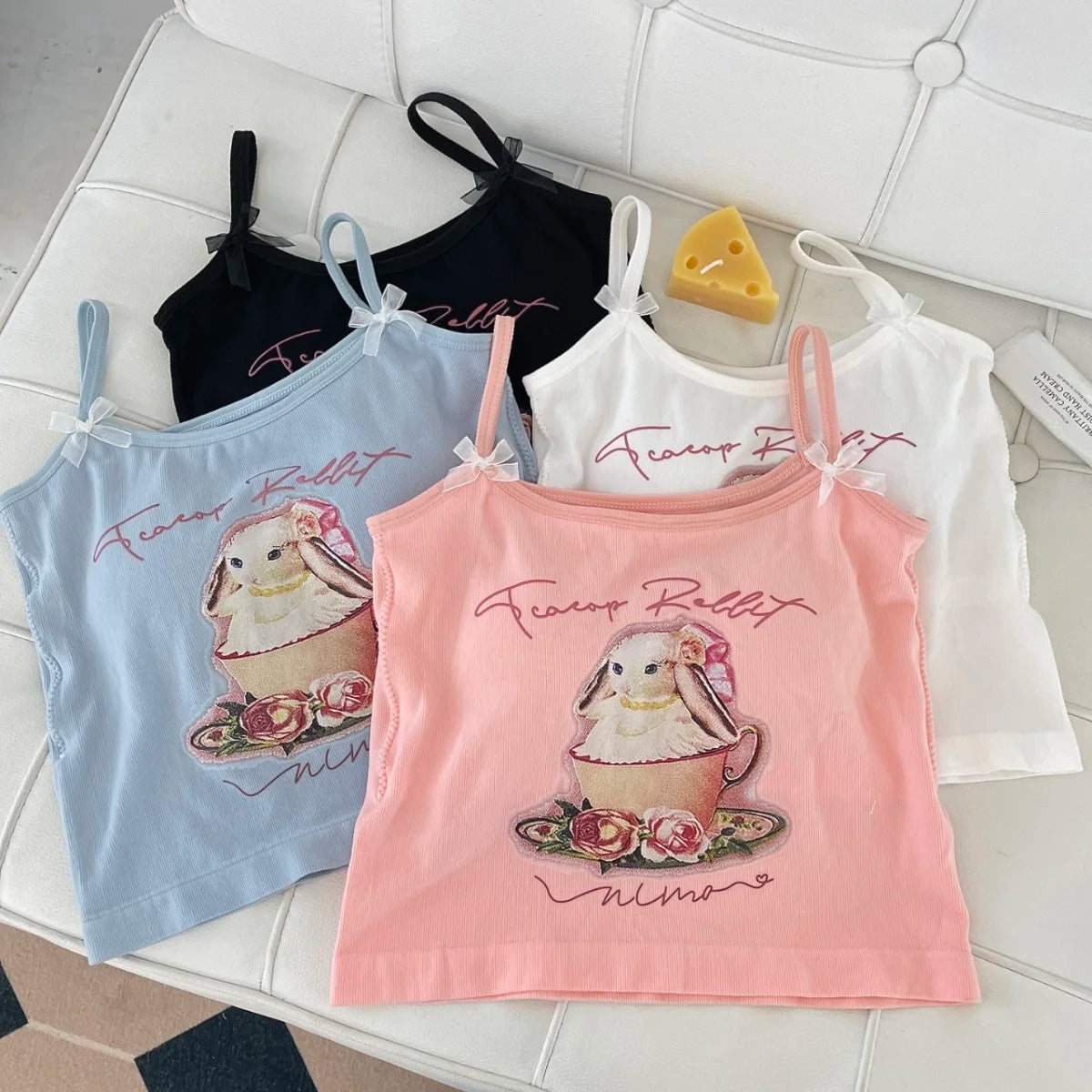 Cute Rabbit Print Crop Tank Top – Kawaii Backless Top