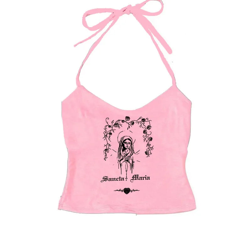 Vintage Y2K Gothic Corset Crop Tank Top