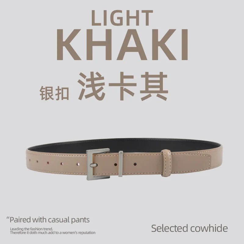 Belts for Women Square Plain Real Leather