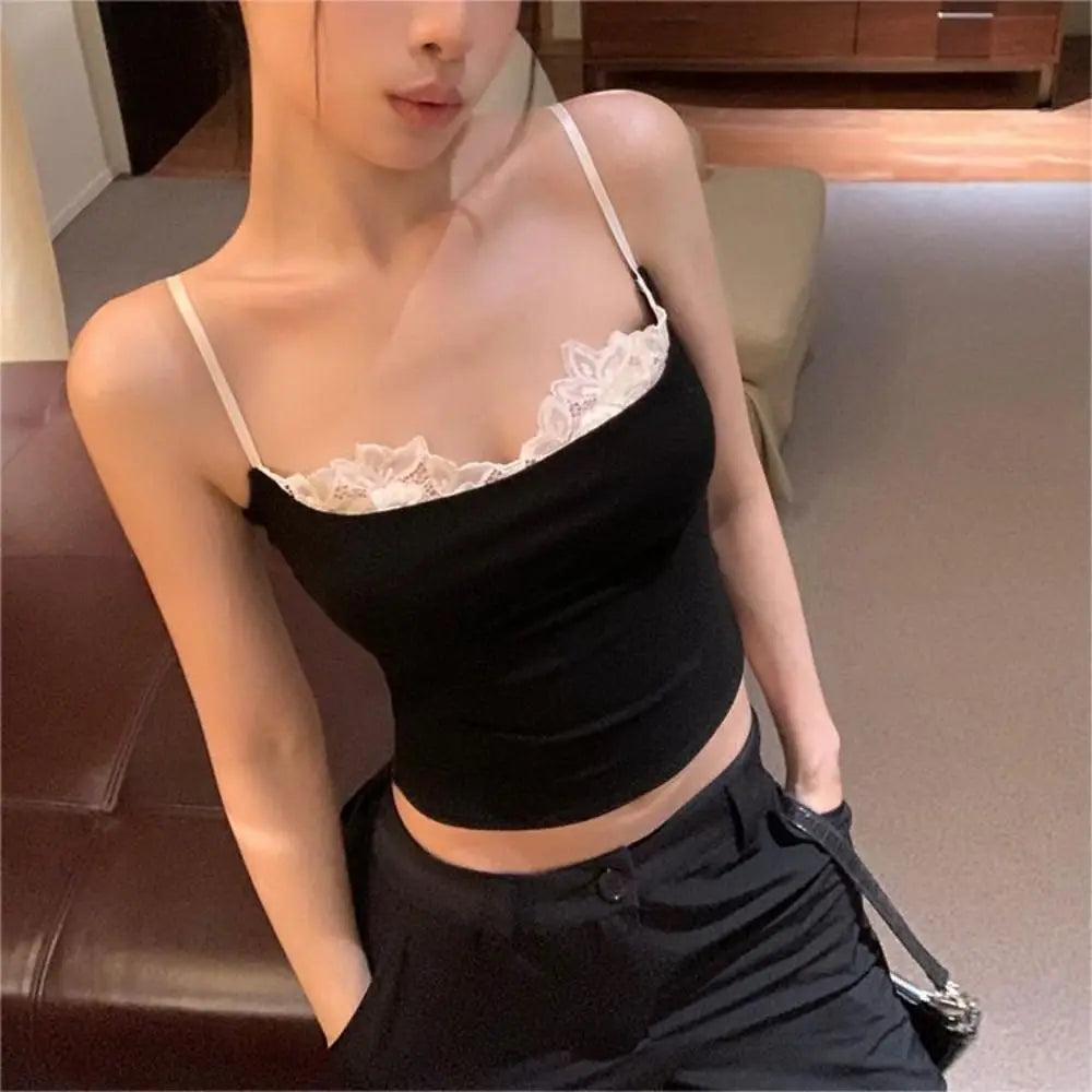 Lace Camisole Crop Top – Slim Y2K Summer Tank