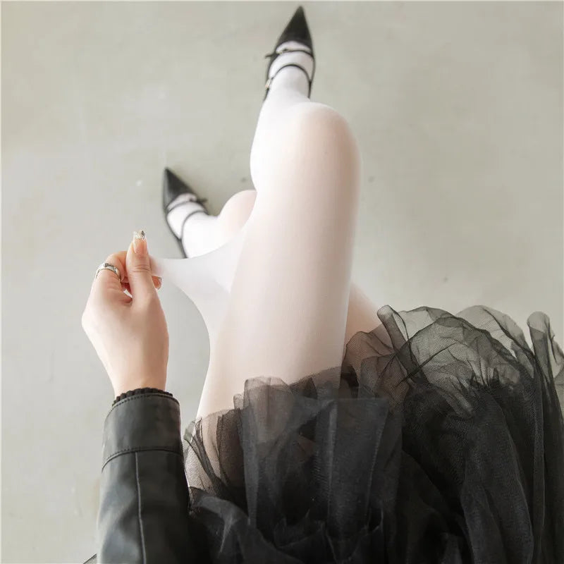 Women Sexy Transparent Stockings Ladies White Green Breathable Nylon Elastic Tights Y2k Dopamine Multicolor Stretchy Pantyhose