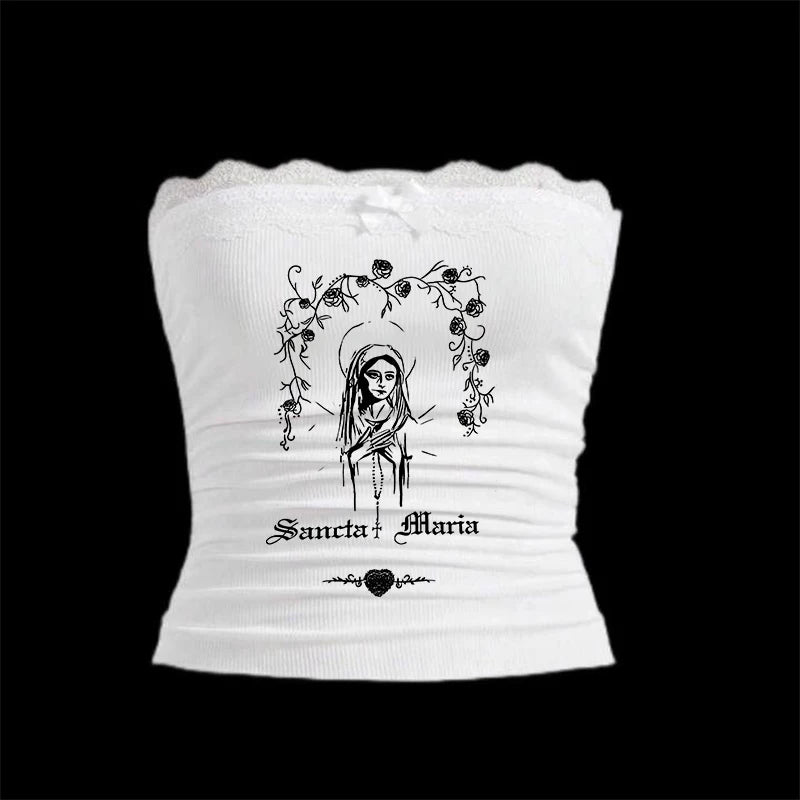 Vintage Y2K Gothic Corset Crop Tank Top