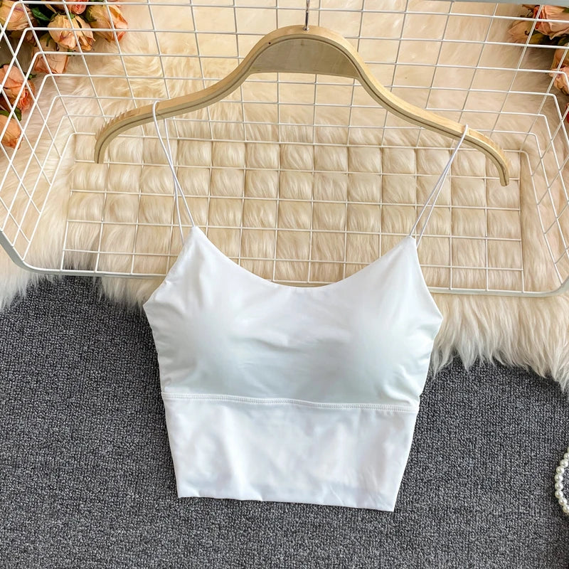 Women’s Ice Silk Padded Sexy Crop Tank Top Bralette
