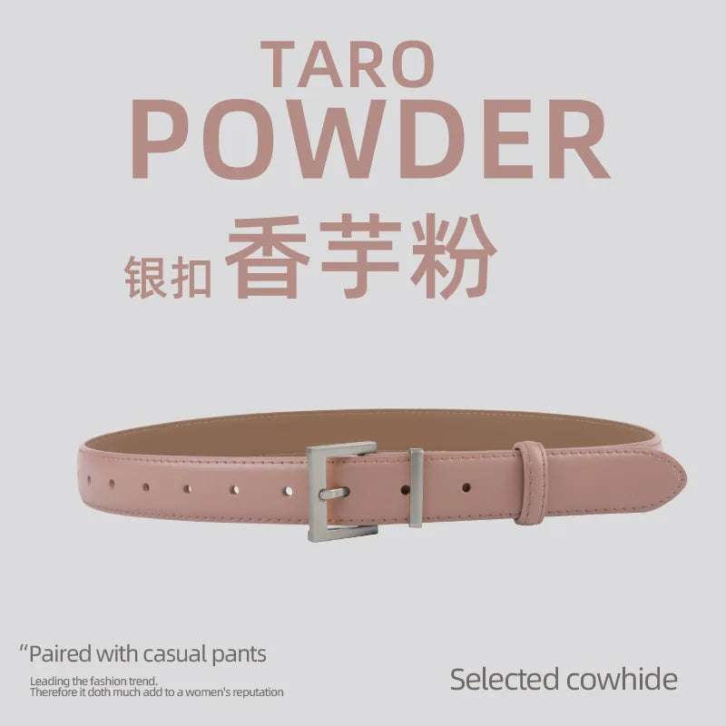 Belts for Women Square Plain Real Leather