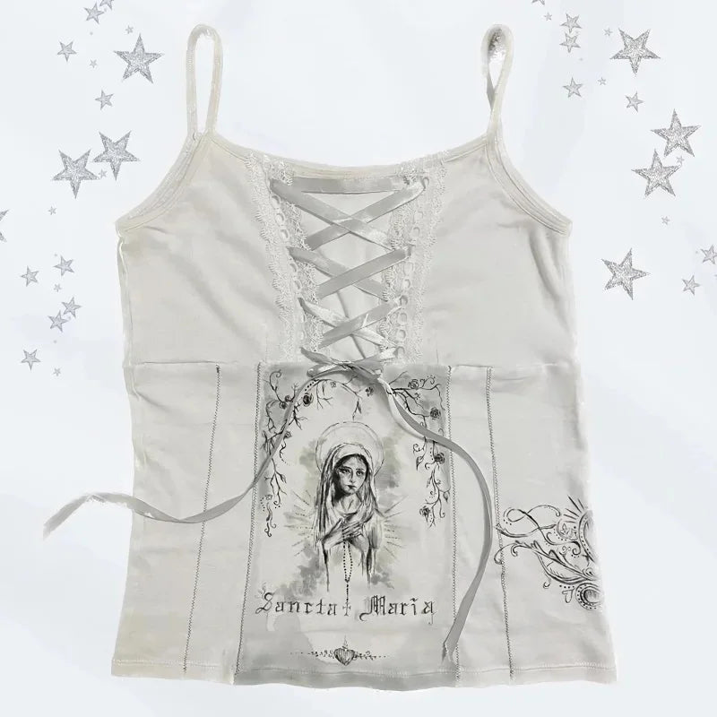 Vintage Y2K Gothic Corset Crop Tank Top