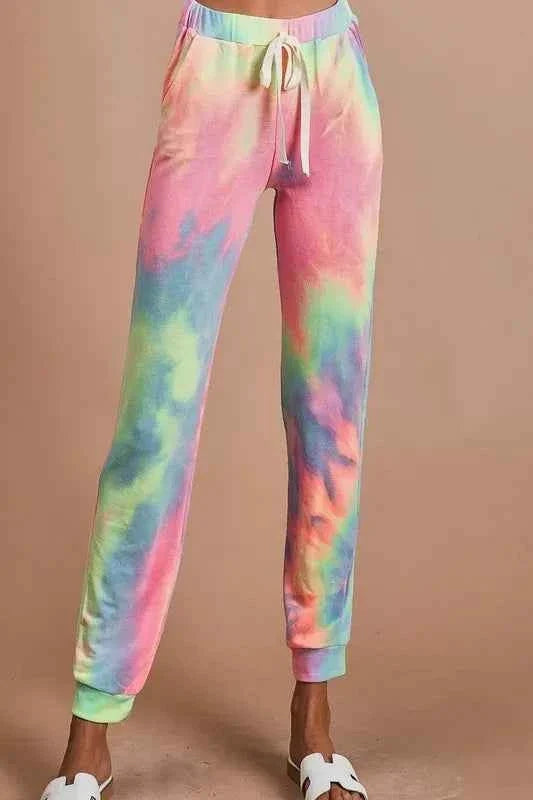 Tie Dye French Terry Casual Drawstring Pants
