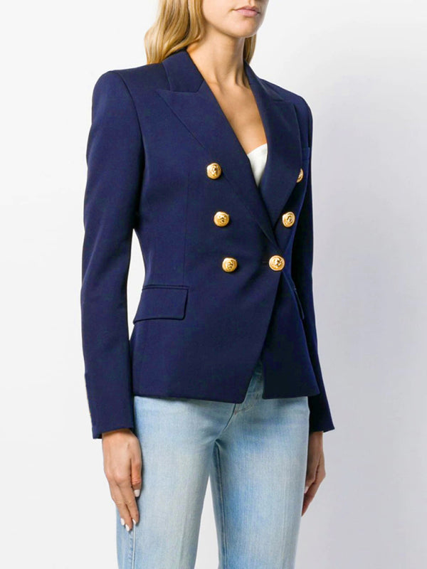 Women's Short Double-Breasted Blazer - Long Sleeve - Multiple Colors