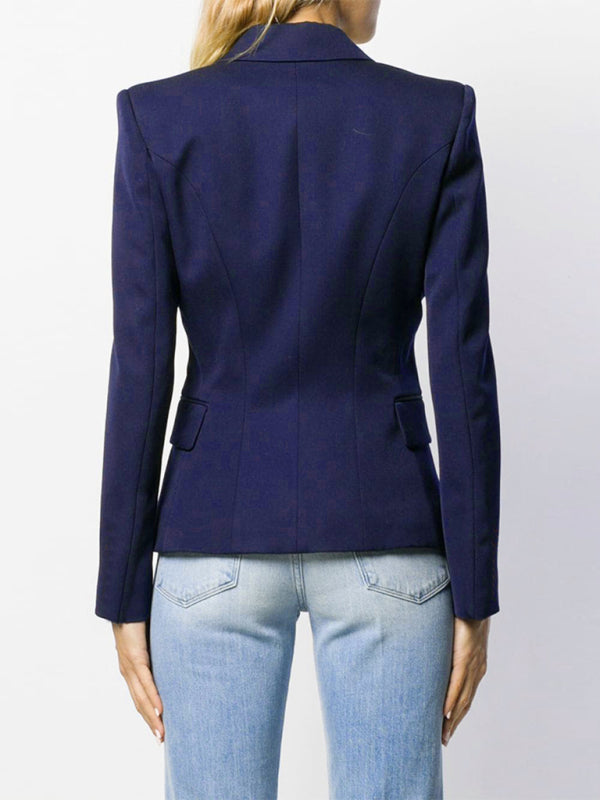 Women's Short Double-Breasted Blazer - Long Sleeve - Multiple Colors