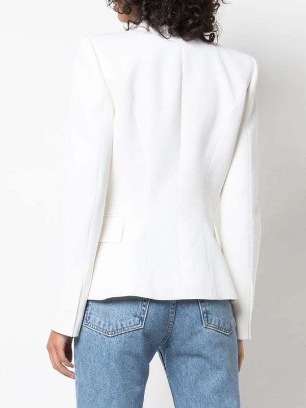 Women's Short Double-Breasted Blazer - Long Sleeve - Multiple Colors