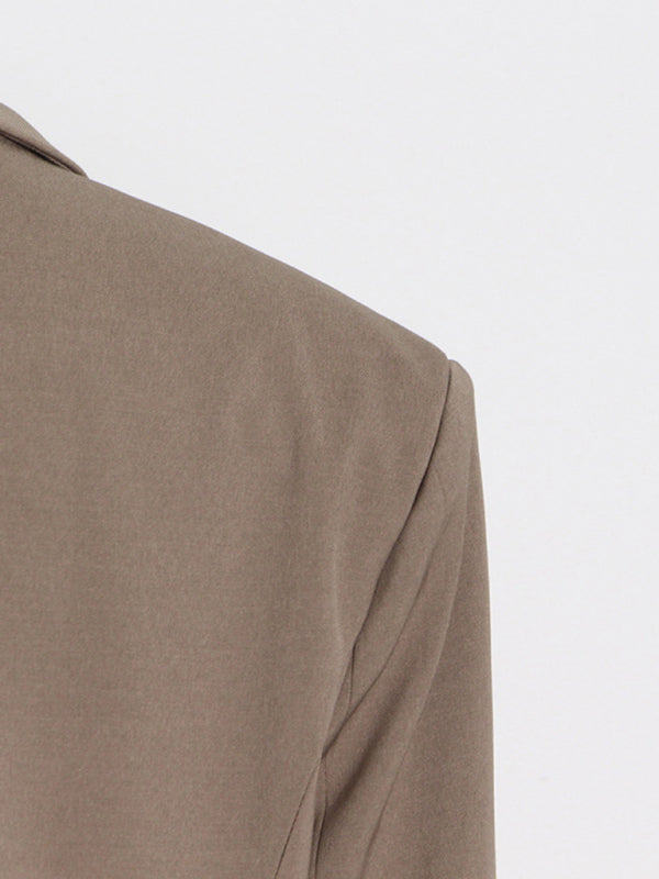 Women's Long Sleeve Blazer - Lapel Collar - Cotton Blend - Casual