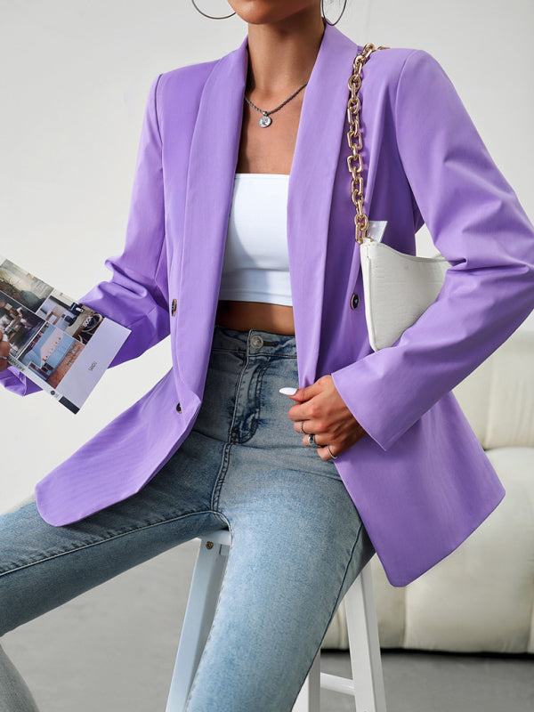 Women's Double-Breasted Blazer Jacket - Professional - Multiple Colors