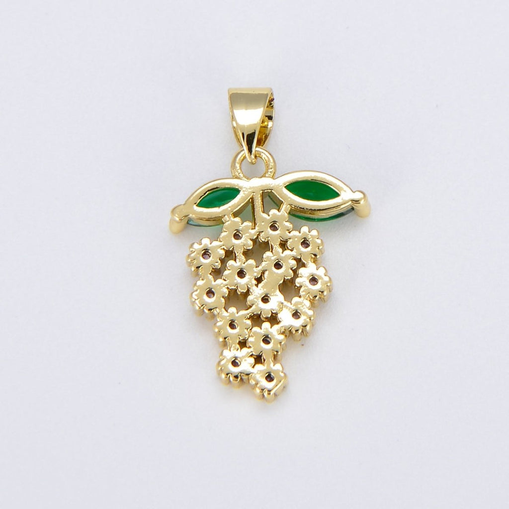Mini Grape Charm Purple Micro Pave CZ Grapes Pendant Charm, Micro Pave CZ Fruit Pendant Charm For DIY Jewelry H-748