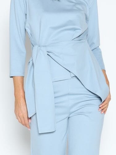 Gracia Fashion Women's Thick Long Sleeve Shirt with Waist Tie