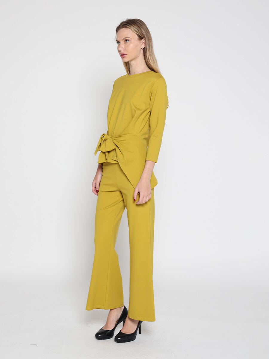 Gracia Fashion Women's Thick Long Sleeve Shirt with Waist Tie
