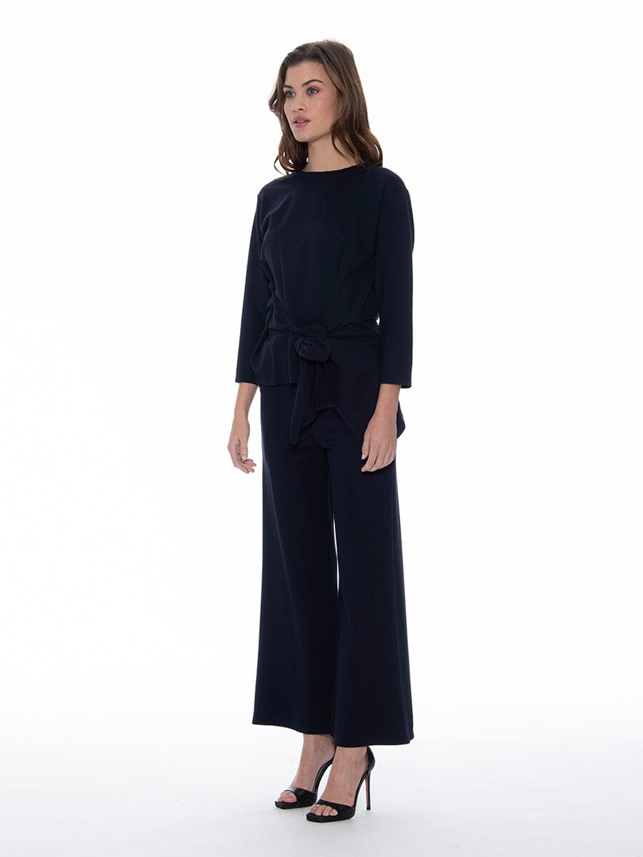 Gracia Fashion Women's Thick Long Sleeve Shirt with Waist Tie